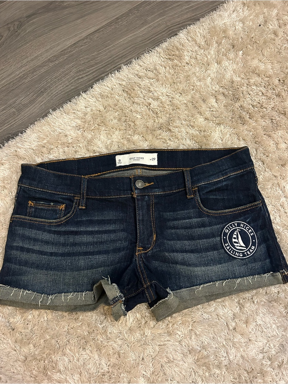 Gilly Hicks Dark Indigo Rolled Hem Denim Shorts